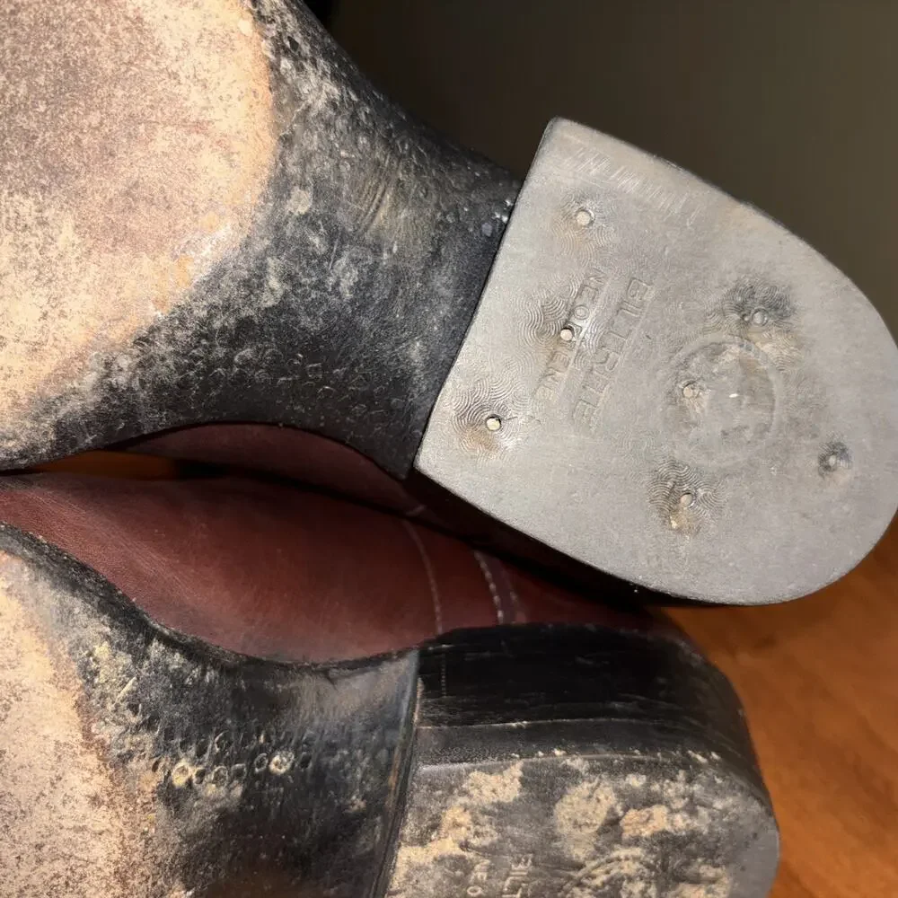 Vintage M.L. Leddy Custom Handmade Black Leather Cowboy Boots Men’s Size 9.5C